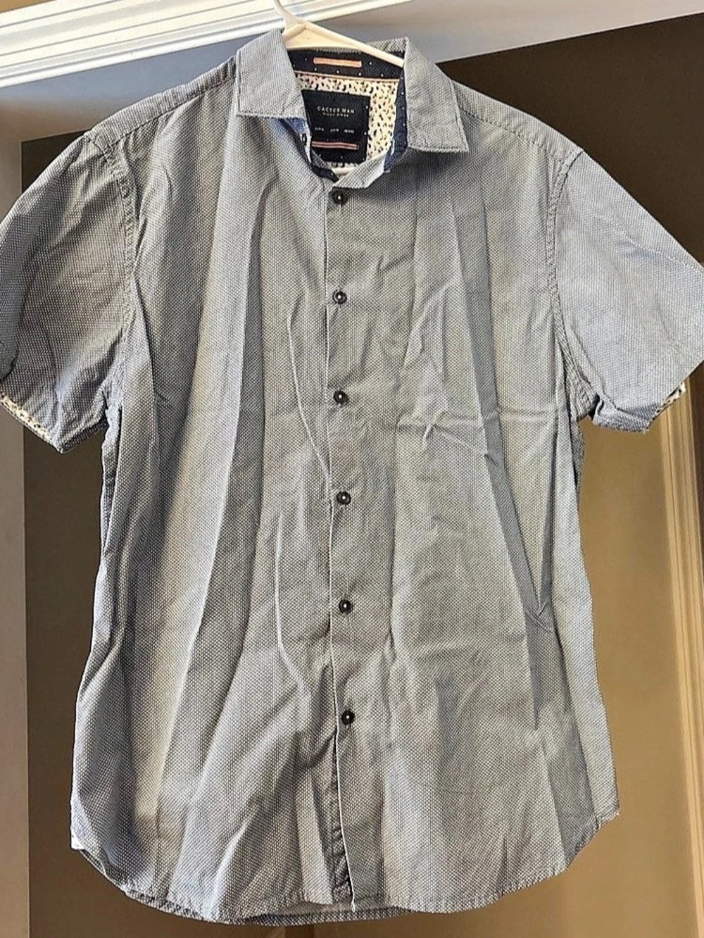 Cactus Man Ricky Singh Short Sleeve Button-Up in Blue & White Size Medium